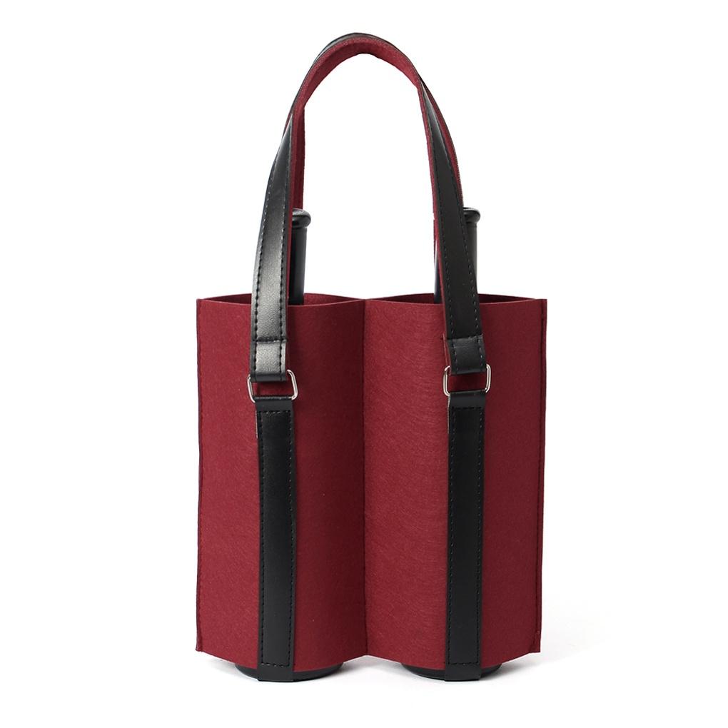 2-piece leather strap wine bag (burgundy)