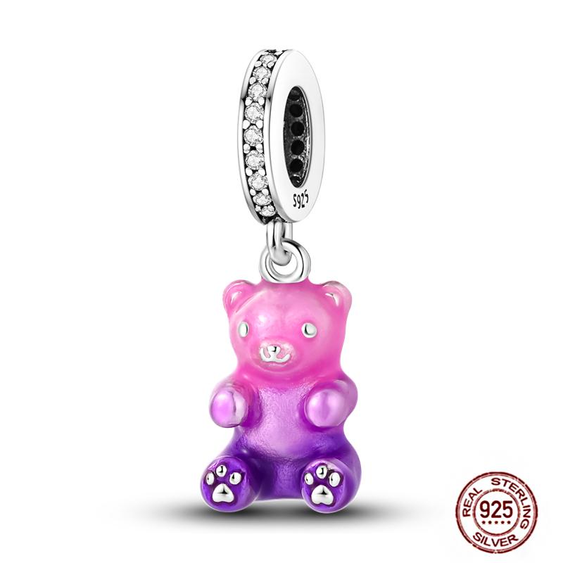 Pink Purple Series Charms Copper Murano Glass Butterfly Animal Paw Print Clasp Charm Beads Fit Original Bracelet Diy Jewelry