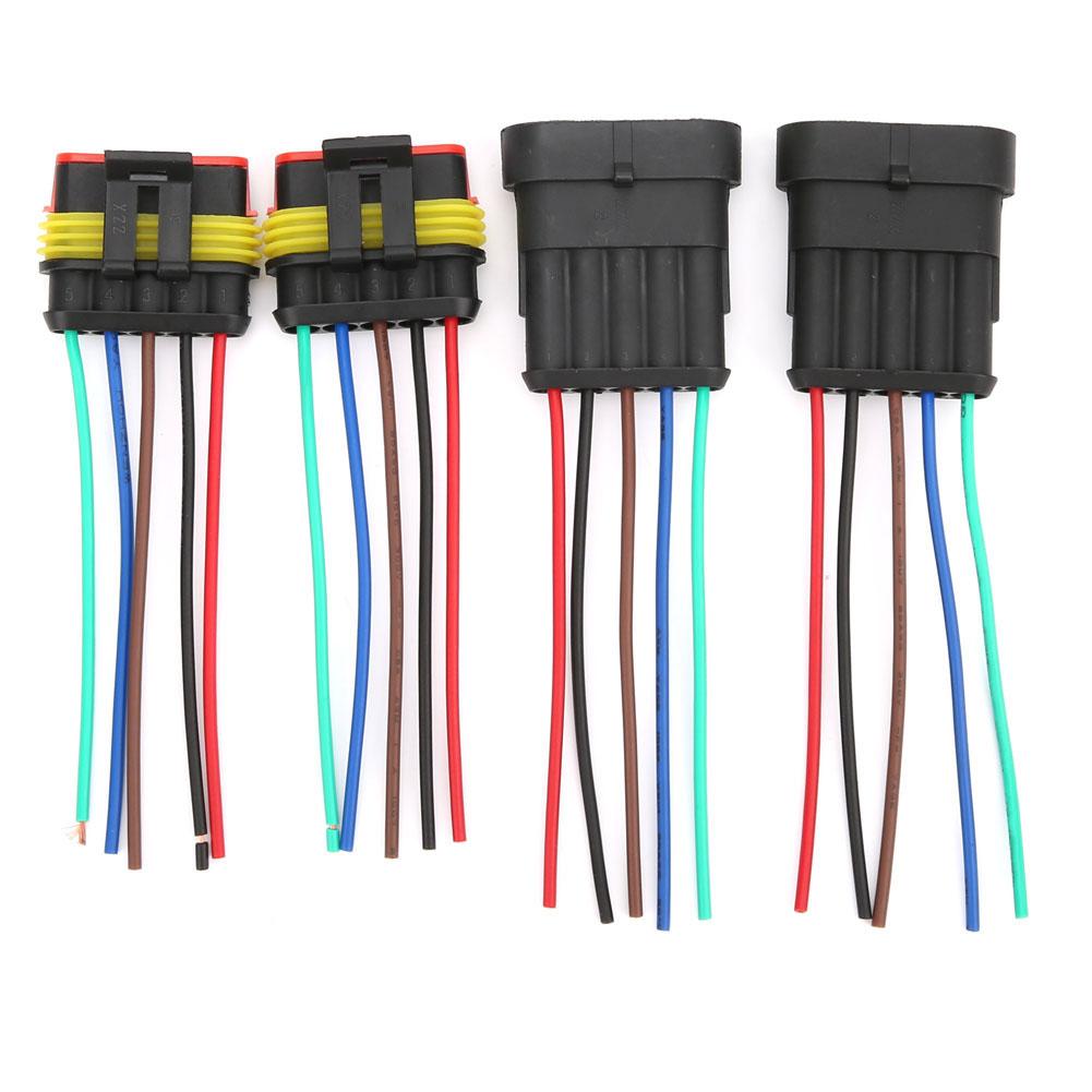 2 Sets 4Celsius5Celsius6 Pin Car Waterproof Electrical Connector Plug with Wire Cable