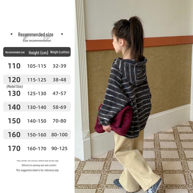 

YOJIA Girls Winter 2025 Hooded Sweatshirt: Fashionable, Warm, Thickened Top for Little Girls 140 cm