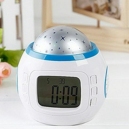 Colorful Starry Sky Alarm Clock with Music, Projection, Snooze & Night Light - Ideal Gift for Students & Kids