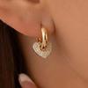 Zirconia Heart Earrings: Trendy Artistic Retro Design, Simple Peach Heart Ear Clips.