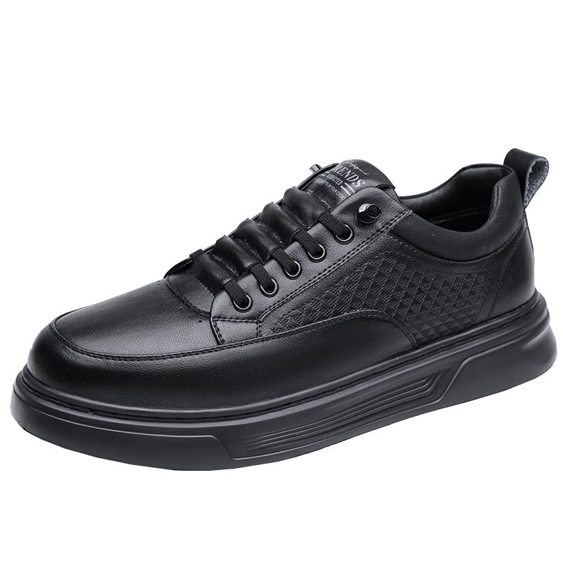 Fashionable Leather Increased Height British Shoes for Men’s Outdoor Hiking Shoes Thick Soled Wear-resistant Men's Sports Shoes