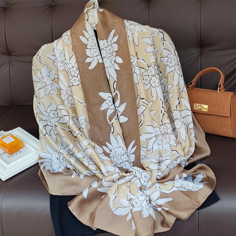 180*90cm muffler fashion Luxury Brand Scarf Women New Style Fashion Color Matching Print Silk Lady Popular Headcloth Beach Shawl