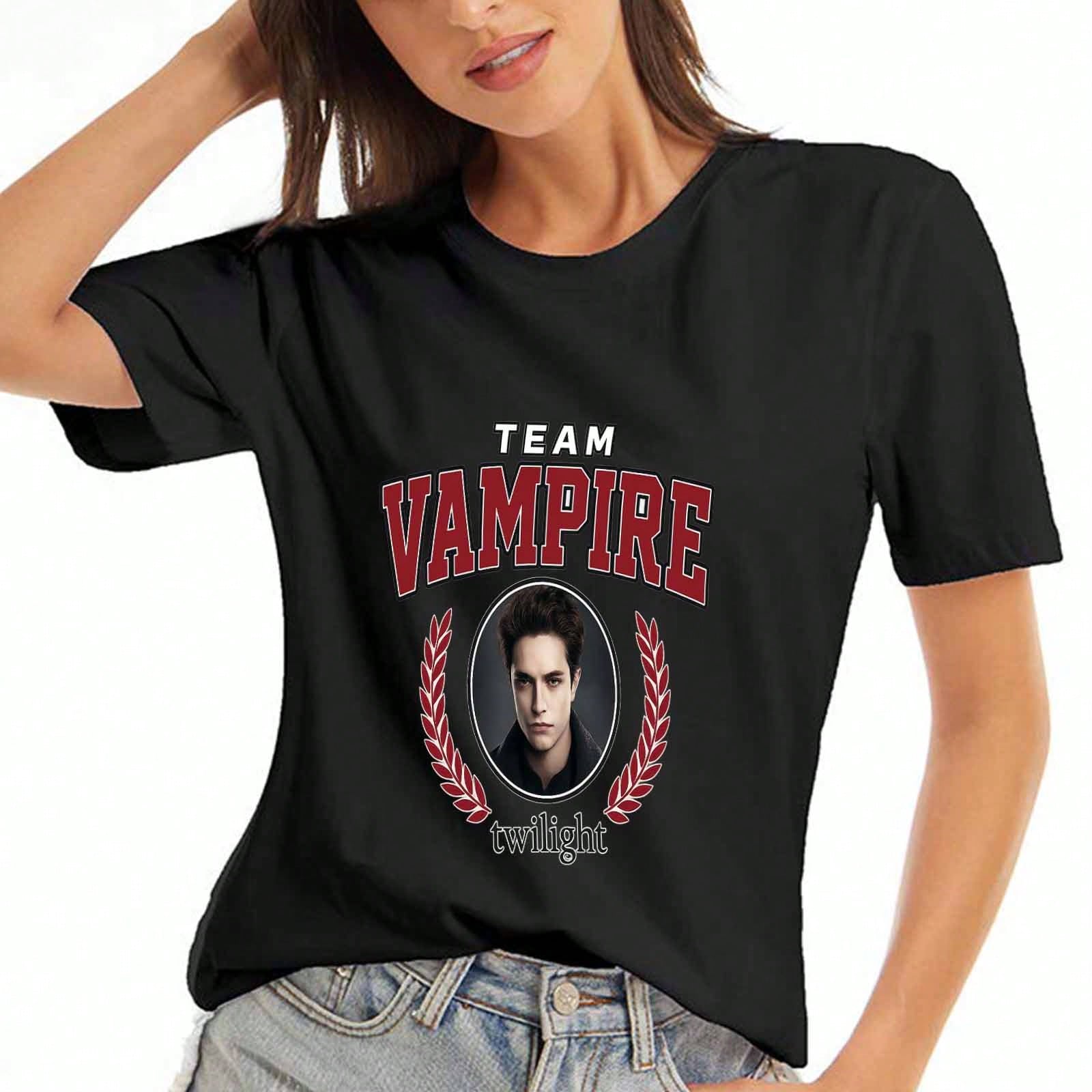 Team Vampire Immortal Ladies Cotton T Shirt, Premium Cotton Quality Print, Durable, Leisure And Fashion, Vampire Diaries Fan Apparel, Graphic Tee For S разноцветный