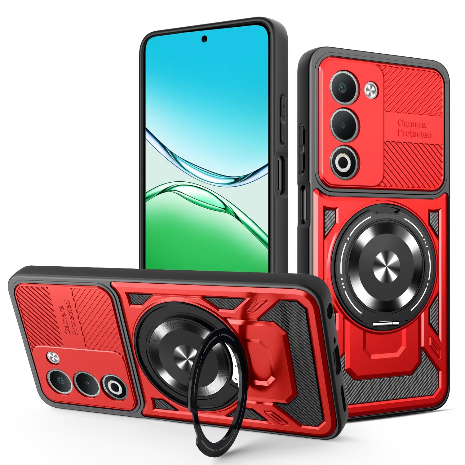 

For Oppo A5 5G Magnetic Case Rotating Kickstand TPU+PC Phone Cover