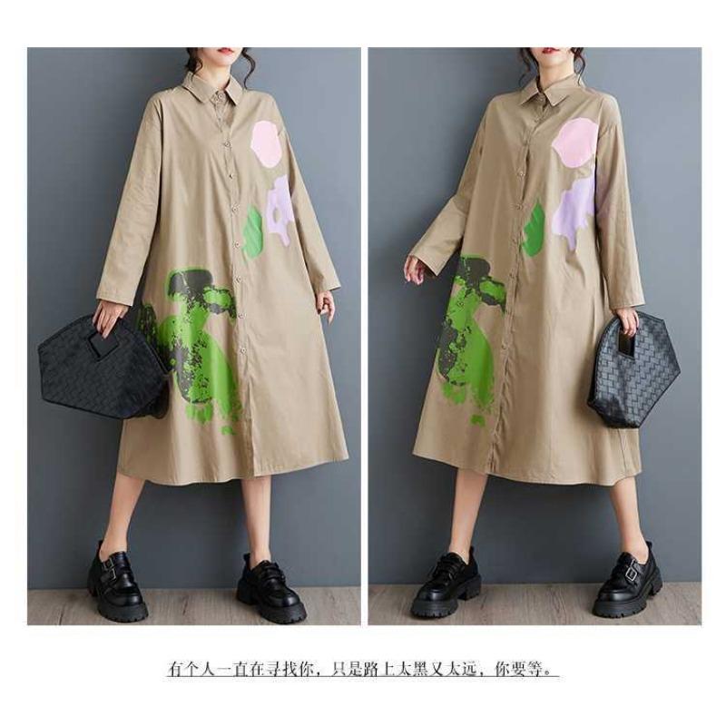 Plus Size Printed Splicing Casual Simple Sweetheart Long Sleeve Dresses