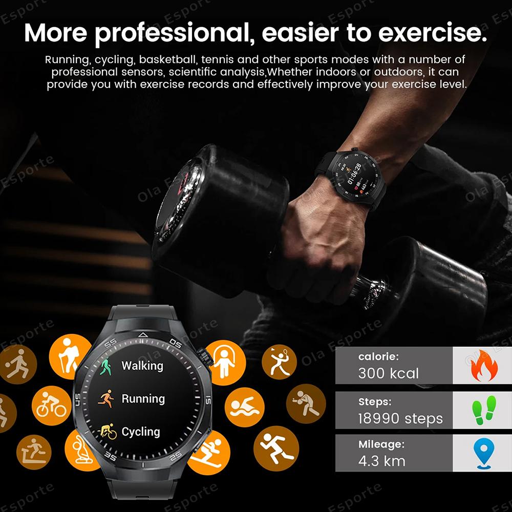 New Watch 5 GPS Track Smart Watch Men 360*360  Screen Bluetooth Call Waterproof ECG Health Monitor Man Sports Smartwatch
