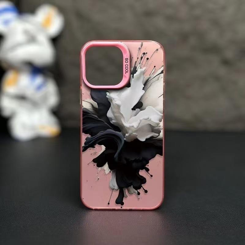 Black and White Ink Is Suitable for Iphone17 Mobile Phone Case 11 Apple 15promax/14 Anti-drop 13pro European and American Wind 16