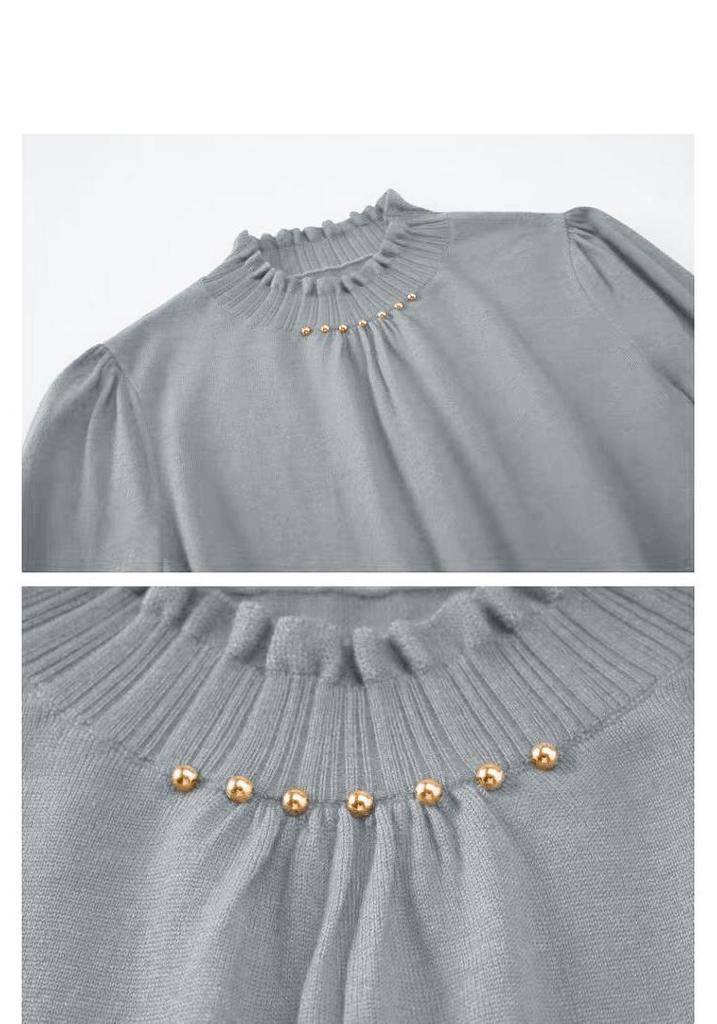 Elegant 2024 Autumn Women's Long Sleeve Wool Sweater - 100% Fine Wool Base Layer
