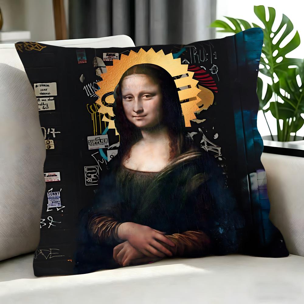art Mona Lisa Cushion Cover Cushion Cover Set Pcs x x x Pillowcase Decorative Sofa Home Decor