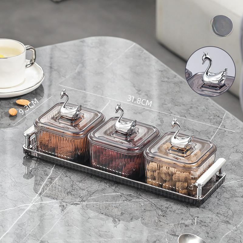 Light Luxury Transparent Fruit Tray Home Living Room Coffee Table Candy Tray Nut Dried Fruit Storage Box Refreshment Snack Platter