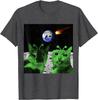 Alien Cats Moon Meteor Earth Invasion Graphic Tee Men's Casual Cotton T-Shirt