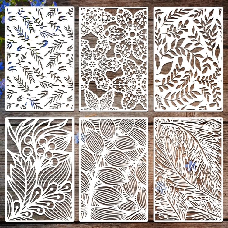 6/12 Stück Geometrische Blumen Schablonen 12x8 Zoll Wiederverwendbare PET Zeichenschablonen für Scrapbooking Malerei Wand Fenster Dekoration