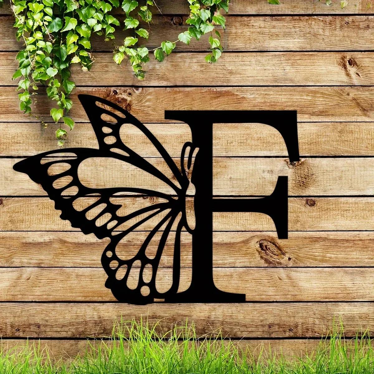 1 шт. Металлический знак с монограммой в виде бабочки - все буквы. Металлические — фото 13