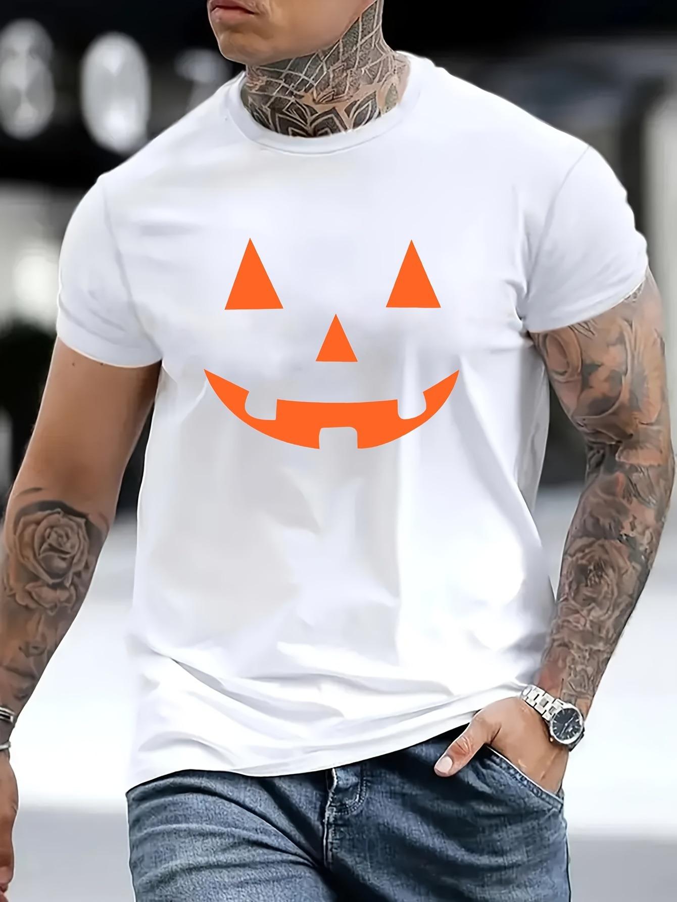 Men s T-Shirt Y2K Bohemian Style Halloween Orange Regular Fit 3XL