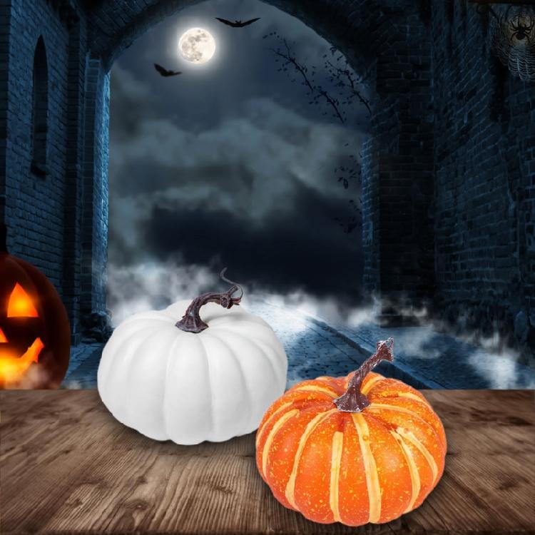 Halloween Artificial Pumpkin Figures Desk Decorations White/Yellow Pumpkin Ornaments Festival Parties Decorations