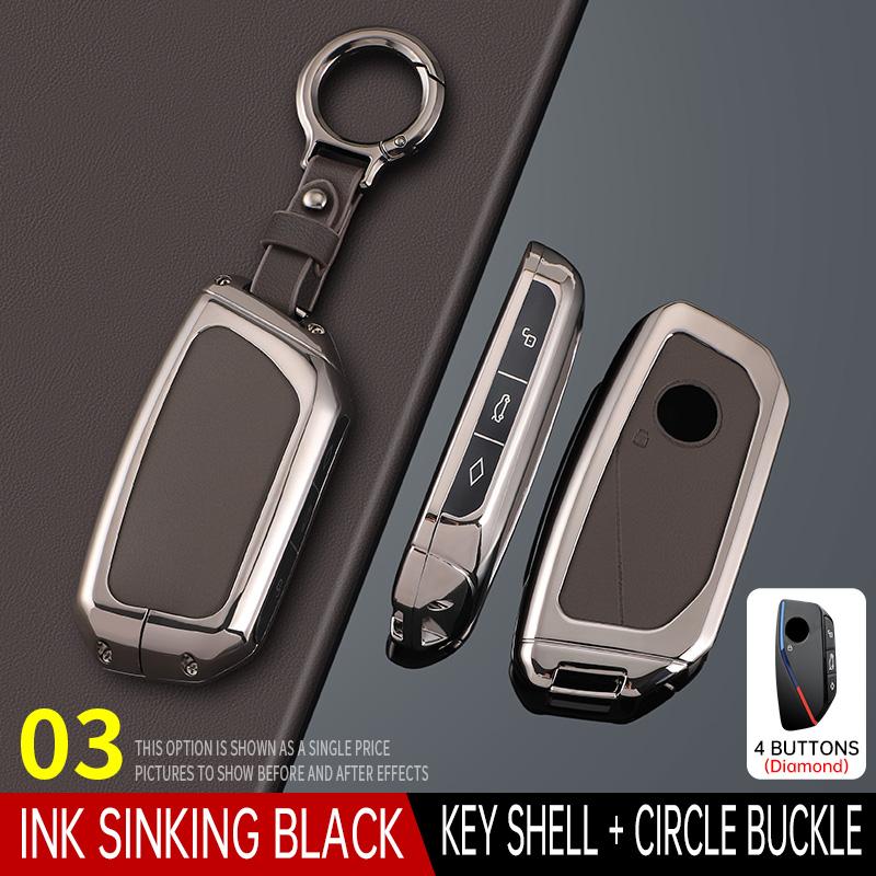 Styling Mouldings Cortex Car Remote Smart Key Fob Case Cover Shell Holder Bag with Keychain For BMW 7 Series XM IX I7 X7 G07 202