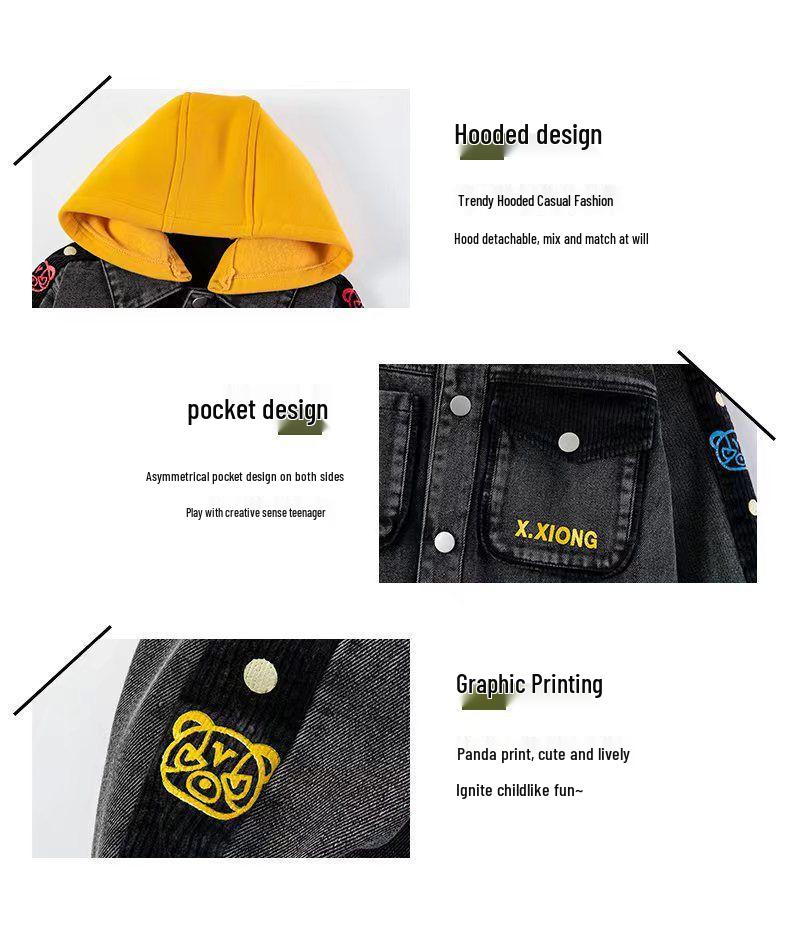 2025 Boys' Fashionable Autumn Denim Outfit - Korean Style Chic Two-Piece Set for Kids