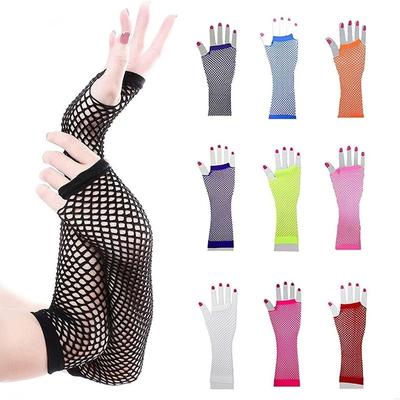 Damen-Fischnetz-Fingerlose Handschuhe, Punk-Rock-Gothic-Kostüm, lange Party-Handschuhe