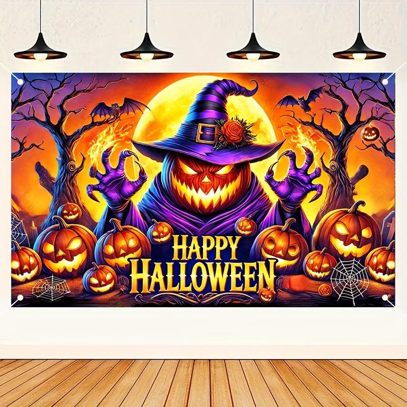 1 piece 2D flat Halloween banner - polyester material - an eerie Halloween happy bannerXY