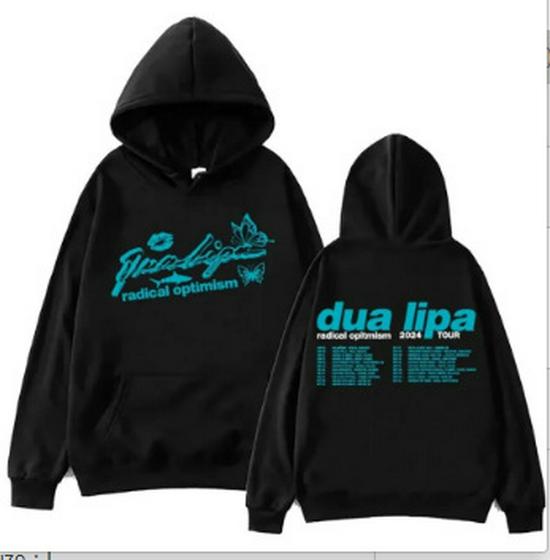 2025 DUA LIPA Volná mikina s potiskem vpředu a vzadu