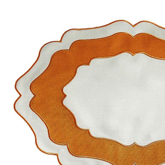 Scalloped Linen Placemat Dining Table Mat Machine Washable Wrinkle Free Dining Placemat for Home Farmhouse Kitchen Restaurant