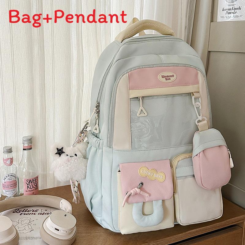 Sweet Girl Backpack With Fabric For School Use