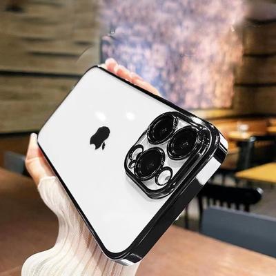 Luxury Plating Clear Phone Case For iPhone 17 Air 16 15 14 13 12 Pro Max Plus 13 Mini Full Lens Protector Silicone Cover Capa