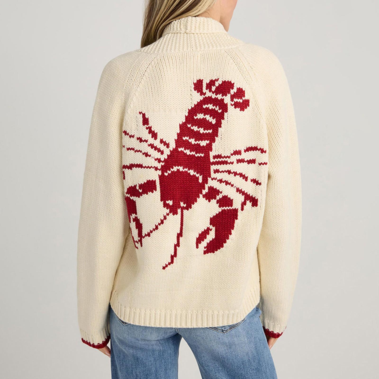 

Женский свитер Повседневная мода Однобортный кардиган с длинными рукавами Трикотажный кардиган с принтом M красный