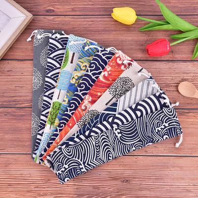 1pz Borsa con Coulisse Borsa Portatile per Stoviglie Cotone Lino Custodia per Cucchiaio Bacchette Custodia per Posate da Viaggio Accessori per Stoviglie