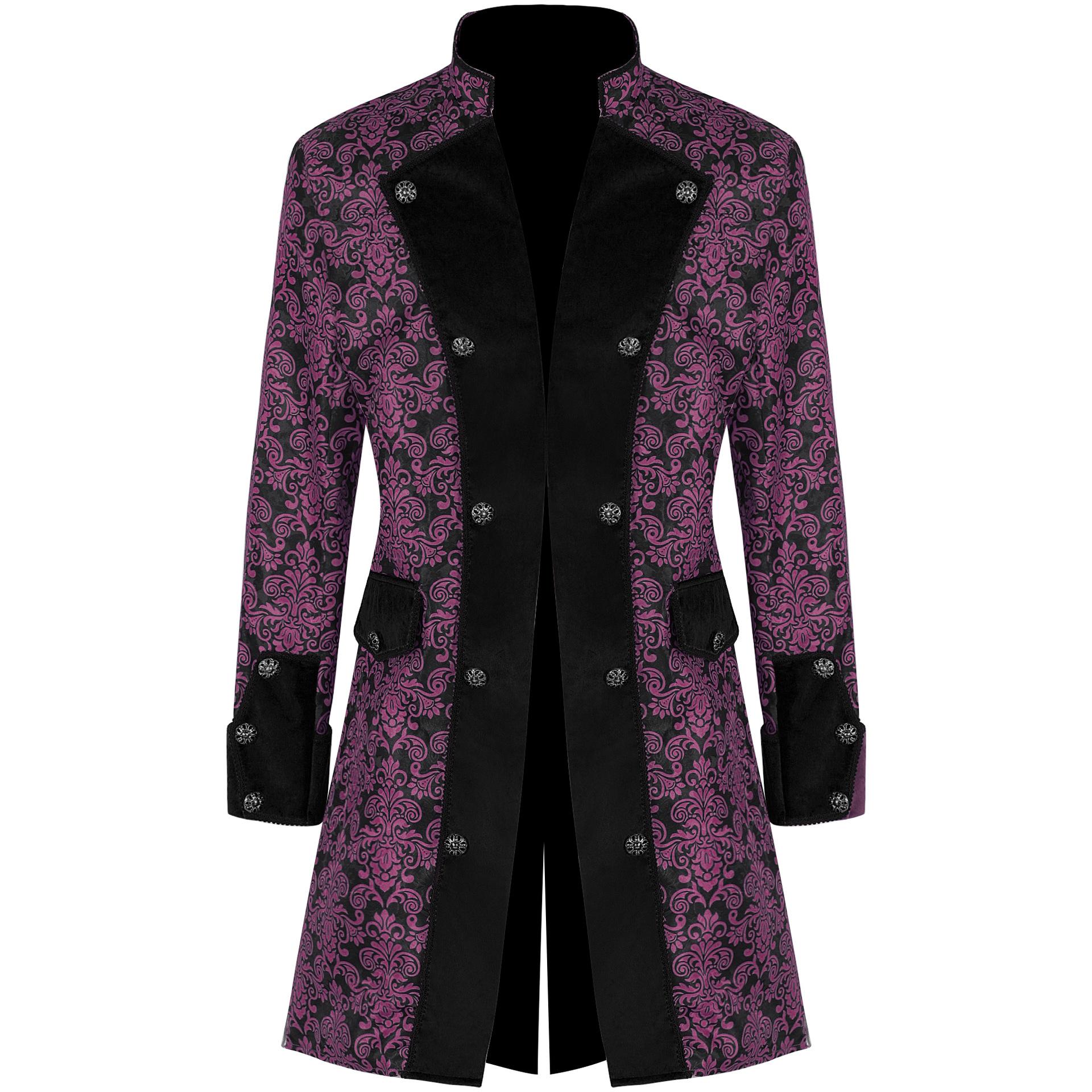 

Чоловіча модна куртка в стилі стімпанк, вінтажна куртка, готичний сюртук, фрак XXL фіолетовий