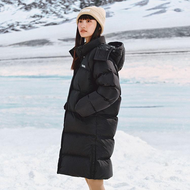 Skechers Windproof Water-Repellent Oil-Stain Resistant Warm Comfortable Sports Casual Long Hooded Down Jacket Women outerwear L424W203-0018