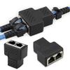 2Pcs 1 To 2 Way LAN RJ45 Extender Splitter Ethernet Adapter For Internet Cable Connection 1 Input 2 Output High Quality