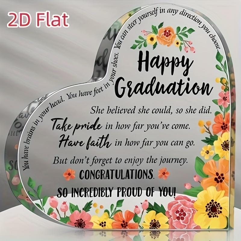 2D Flat, Motivational Butterfly Graduation Gift, Heart-shaped Acrylic Graduation Souvenir, High School Master's & Doctoral Graduation Gift for Student