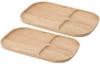Set of 2: Fuji Boeki Wooden Square Tray with Dividers, Bonheur X 2, Dishes, Wooden Plates, Stylish Rectangular, Nordic Style, Cafe Dish Plates