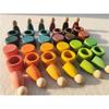 Kids Wooden Toys Beech Rainbow Coins and Rings Stacking Blocks with Peg Dolls Loose Parts