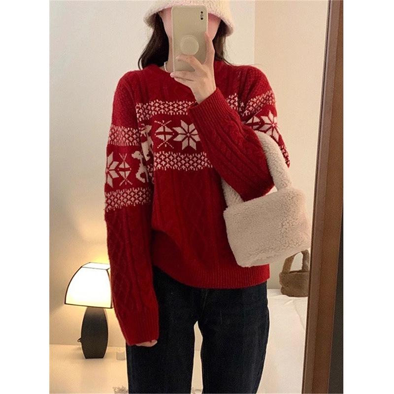 Unisex Retro Nordic Fair Isle Christmas Pullover Sweater - Autumn/Winter Trendy Knitwear Top