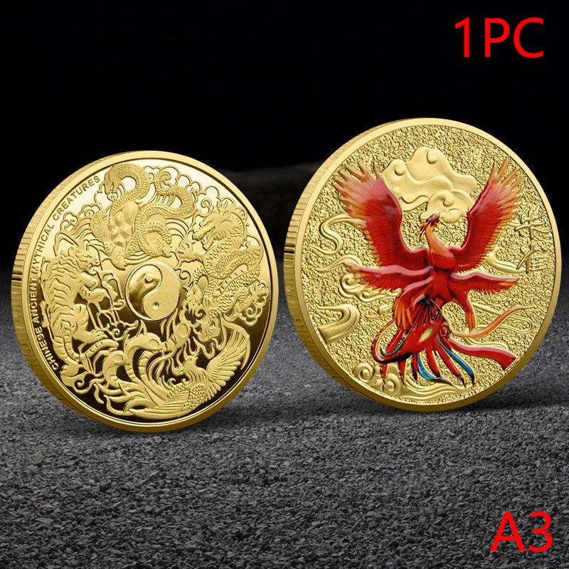 

Счастливая памятная монета Четыре великих зверя Зеленый дракон Белый тигр Чжу Цюэ Сюаньу металлическая цветная печать памятная монета