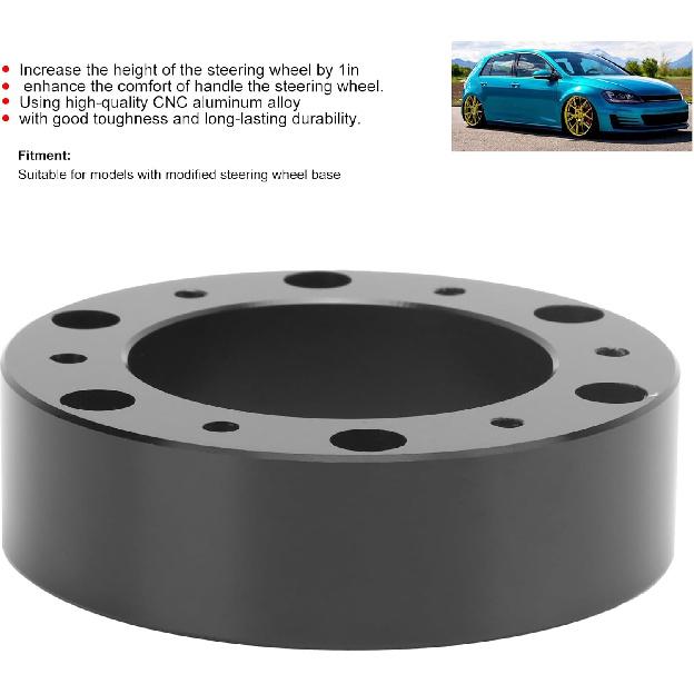 1in Steering Wheel Spacer 6 Hole Hub Aluminum Alloy Heighten Increased Pad Adapter Automotive Wheel adapters and spacers Application