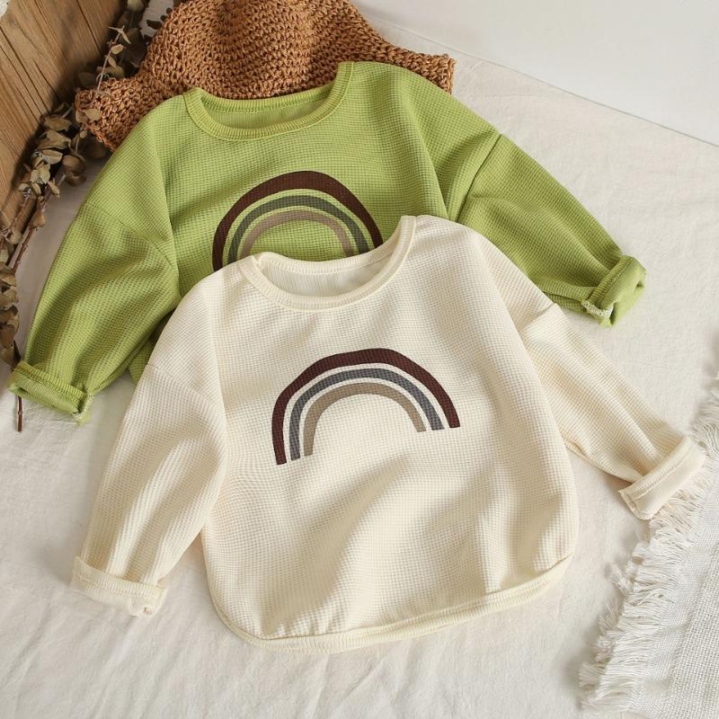 Autumn New Children's Waffle Long Sleeve Round Neck Pullover Sweater