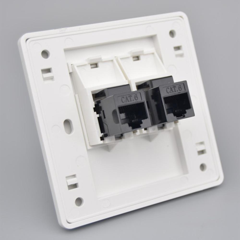 Female To Female CAT6 Gigabit Dual-Pass Network Wall Plug RJ45 LAN Faceplate Internet Straight Plug Outlet 86x86mm
