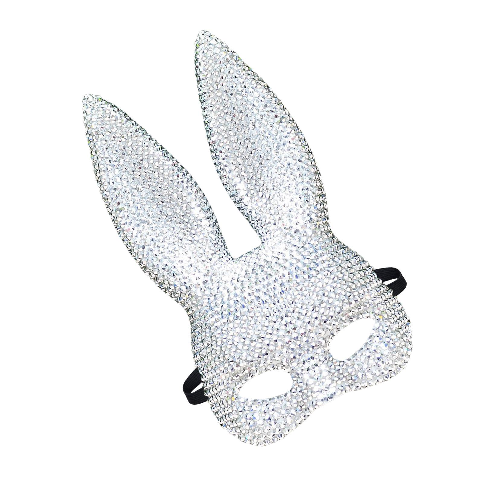 

Cute Bunny Mask With Large Eye Designs Festival Elastic Band Rabbit Face Mask with Glass Charm for Themed Celebrations