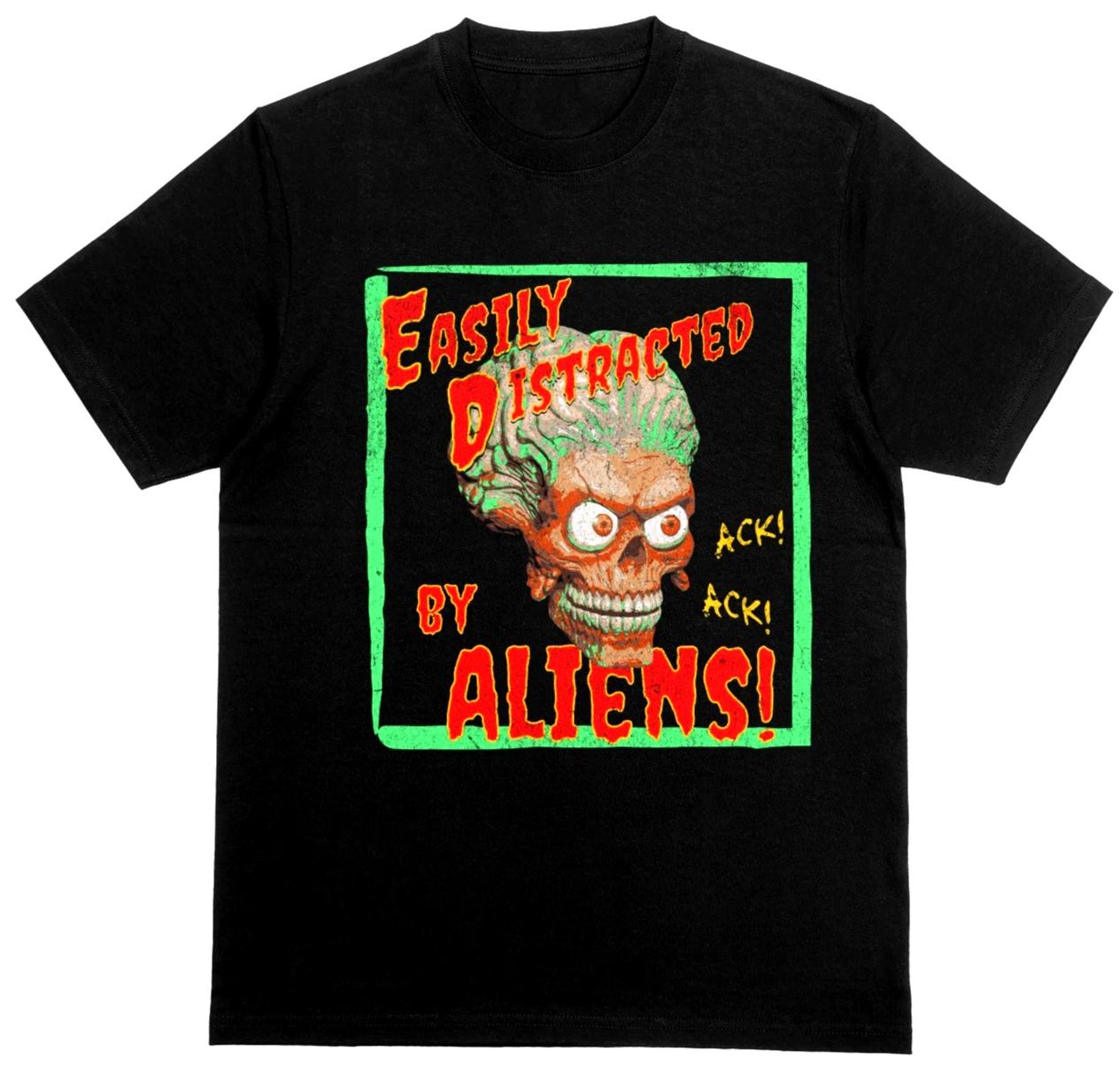 Easily Distracted By Aliens T-Shirt Black L