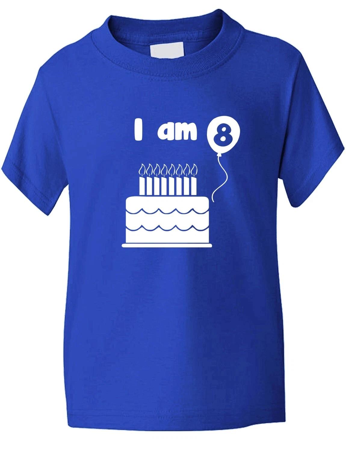 

Birthday Kids Ages I Am 8 Eight T Shirt Gift Present Age 1-13 S