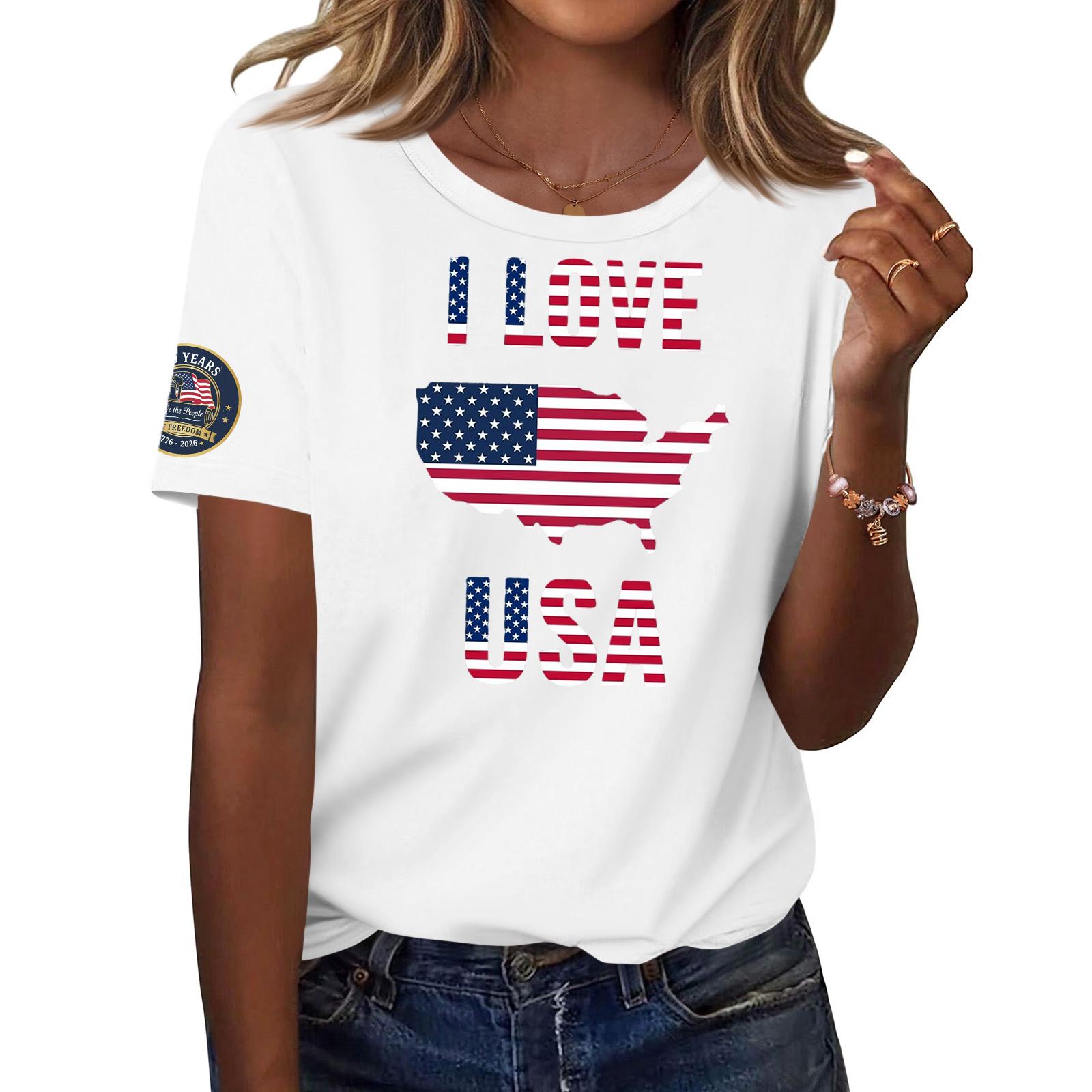 

250 Anniversary USA Shirt Womens Tops America 250 Shirt USA Apparel Patriotic Shirts for Women USA Shirt XL білий