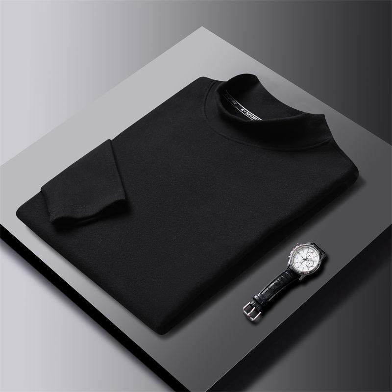 Double-sided Velvet Inner Layer Autumn Warm German Velvet Base Layer Half Turtle Collar Solid Color Close-fitting Base Layer for Men