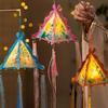 Scalloped Edges Triangle Lantern Interlocking Corner Tabs Mid-Autumn Verse Light  Night Vendors