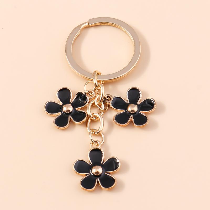 Fashion Colorful Flower Keychain for Car Key Women Men Handbag Pendant Key Rings Accessories DIY Jewelry Gifts