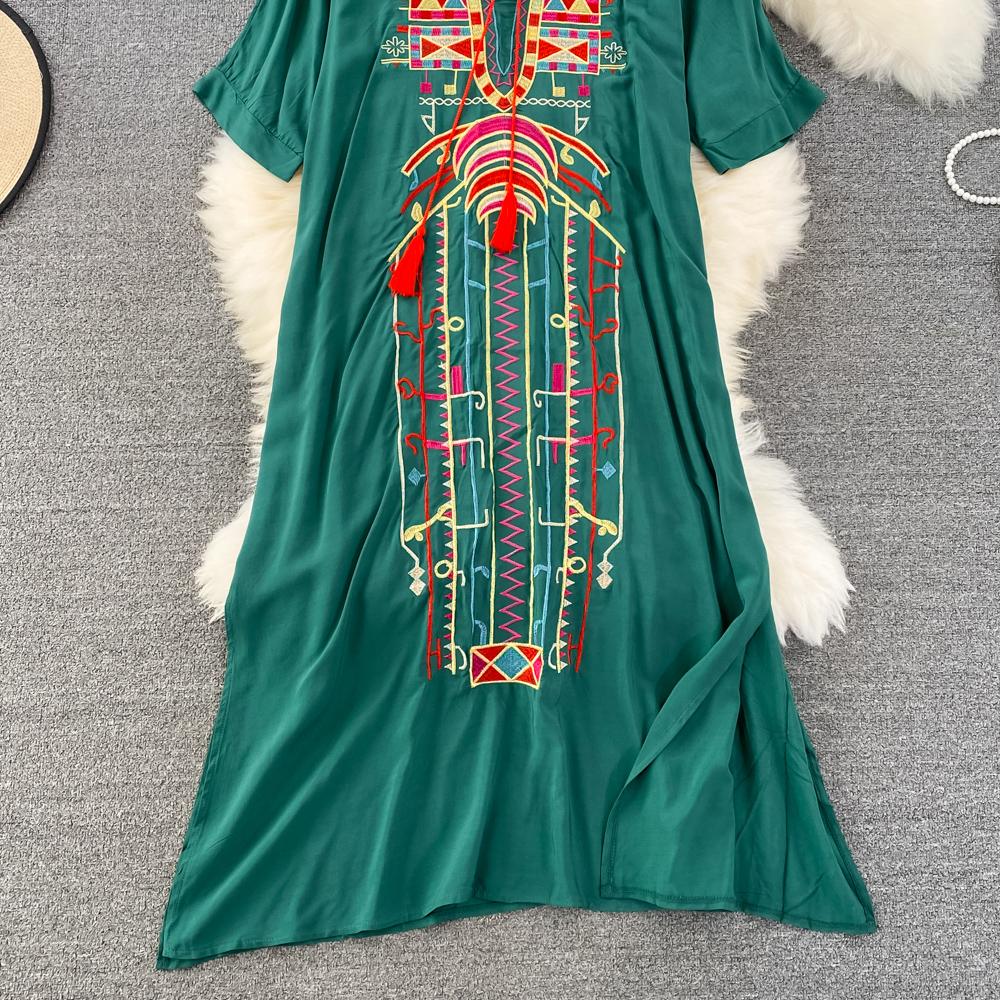 Cheap RUGOD Bohemian Ethnic Embroidery Loose Exotic Dress Seaside